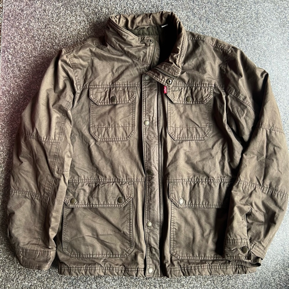 Levi's Mens Jacket Sz M Army Green Field
Workwear Quilted Lined Zip Snap